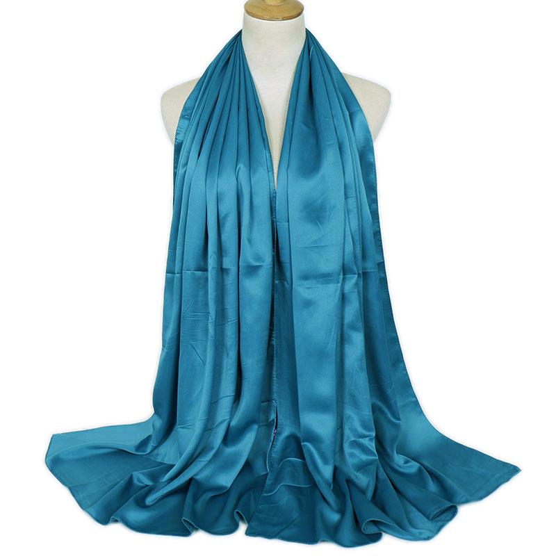 Premium Schimmer Seidensatin Hijab Schal Damen Luxus Medine Seide Schleier Muslimische Frauen Hijab Glänzender Seidenschal Damen Schals Stola