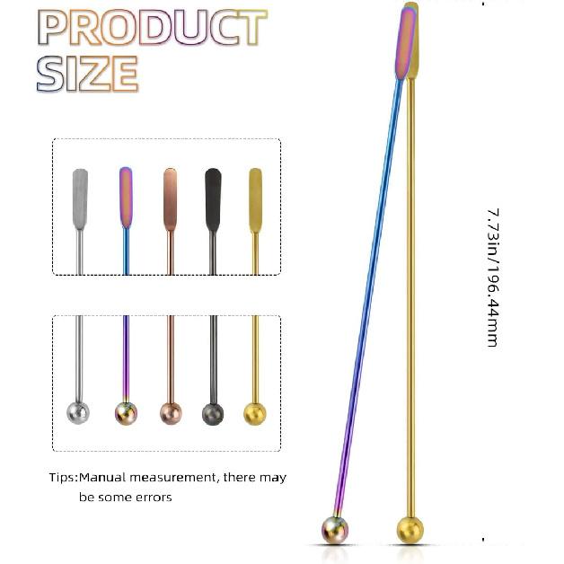 Coffee Stick Stainless Steel Swizzle Stick Reble Metal Stir Sticks Cocktail Coffee Drink Stirrer Spoon Beverage Cocktail Stirrers Stir with Small