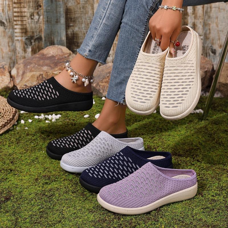 Summer new women's shoes casual fashion versatile half slippers shoes women's mesh breathable shoes mother shoes
