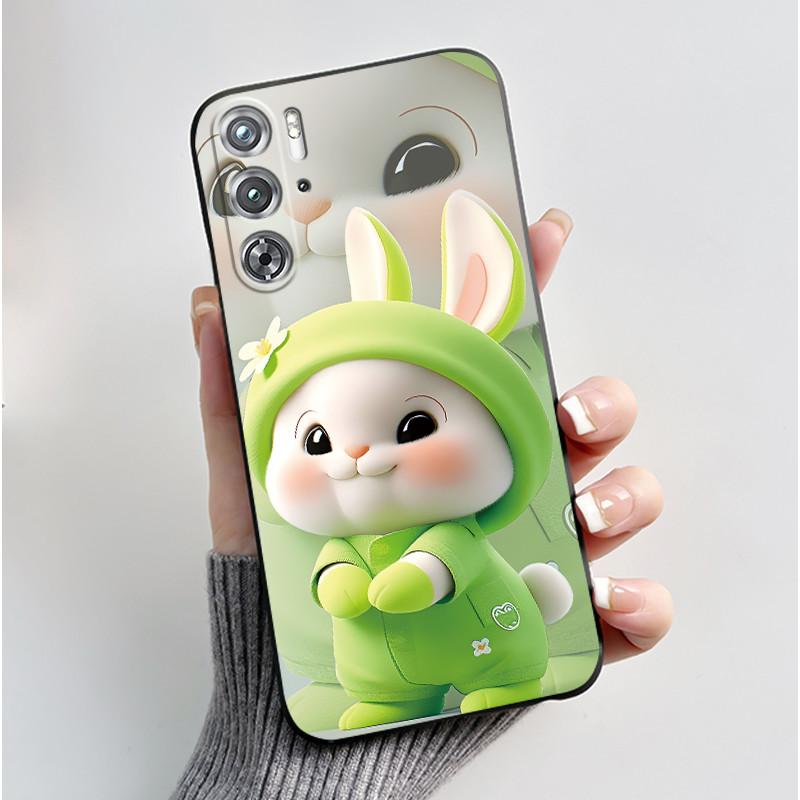 Phone Case For ZTE Nubia Red Magic Redmagic 9 9S Pro Plus 5G Case Cute Love Rabbit Protective Black matte TPU Soft Cover Casing