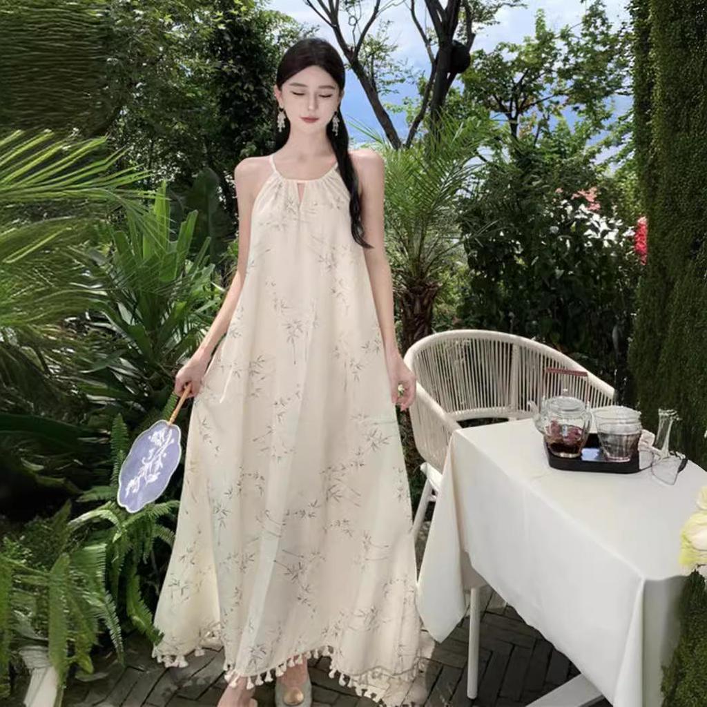 Women's 2024 Summer Floral Sleeveless Dress: New Chinese-French Style