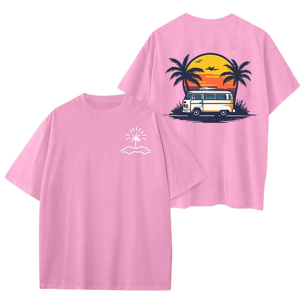 Dámské módní volné šaty s kulatým výstřihem a krátkým rukávem s havajským potiskem