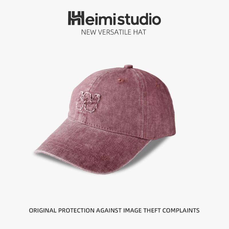 25 early autumn new washed cotton baseball cap women's visor showing face high quality sticker embroidered cap tide