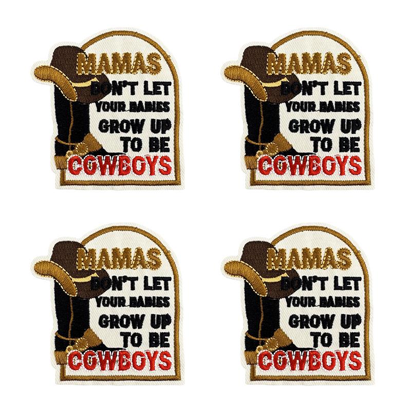 10pcs /Lots Western Cowboys Embroidered Patches Letter Patch Iron On Patches For Clothing Thermoadhesive Patches Jackets Hats Diy 