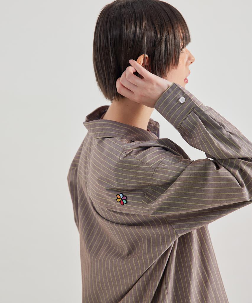 OWURA Nerdy Basic Shirt_Walnut Green Stripe
