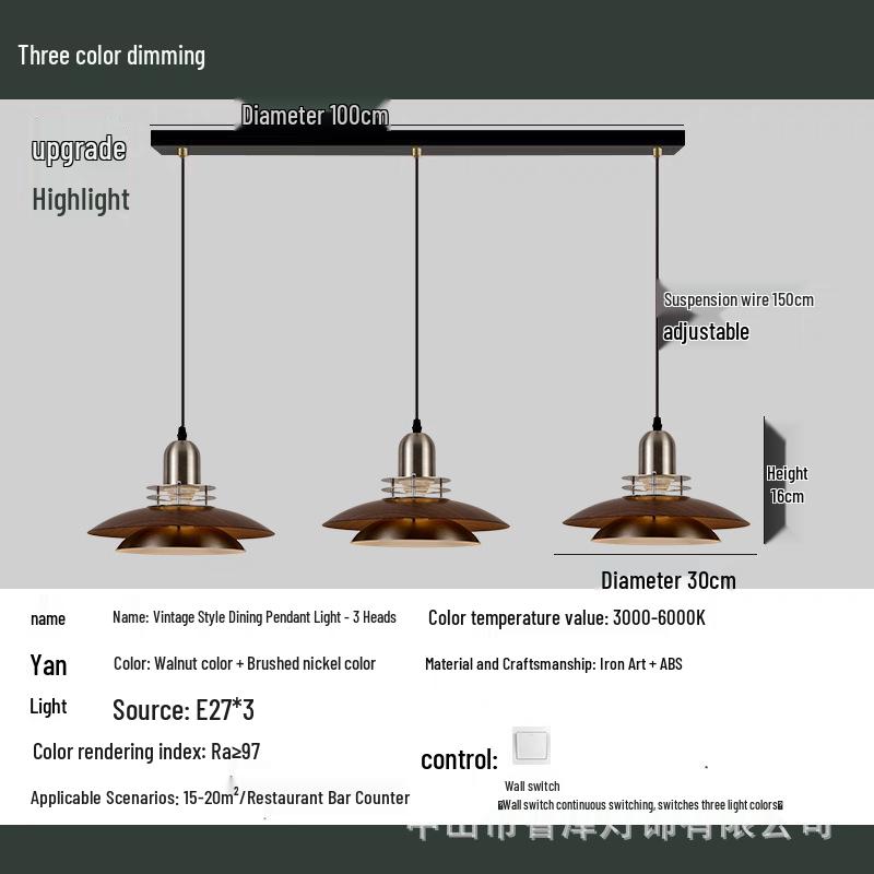 New Chinese Style Minimalist Wood Grain Chandelier for Dining, Bedside, or Bar