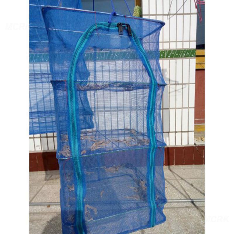 Foldable 4 Layers Drying Net Fish Net Drying Rack Hanging Vegetable Fish Dishes Dryer Net 35 * 35 * 65cm PE Hanger Fish Net