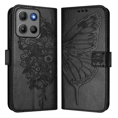 Custodia Portafoglio per Moto G17 - Pelle/PU, Nera, Con Cordino