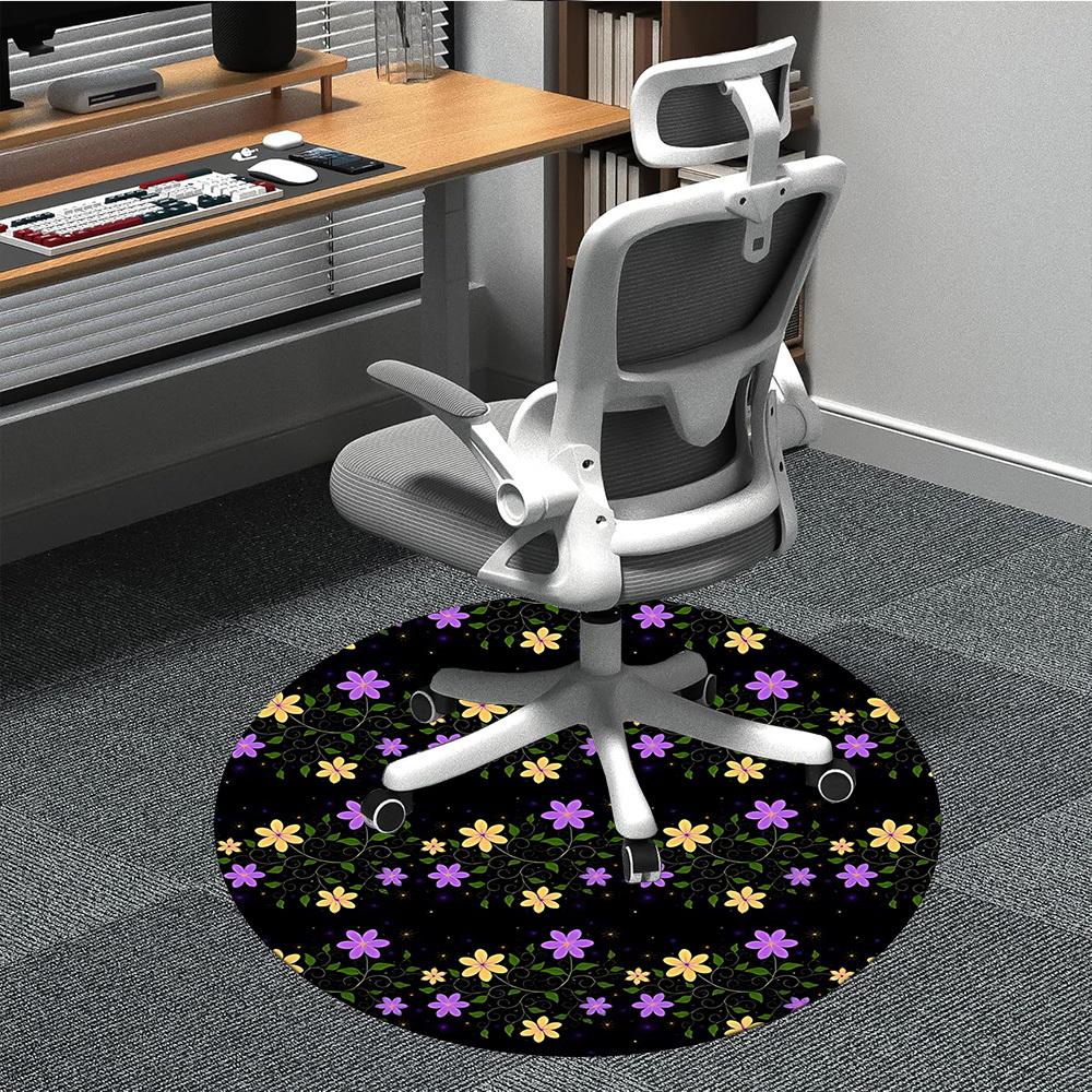 

1PC Floral Night Pattern Chair Carpet for Office, Indoor Non-Slip Washable Carpet, Soft Comfortable Mat For Office Room yy250930240 80cm by 80cm