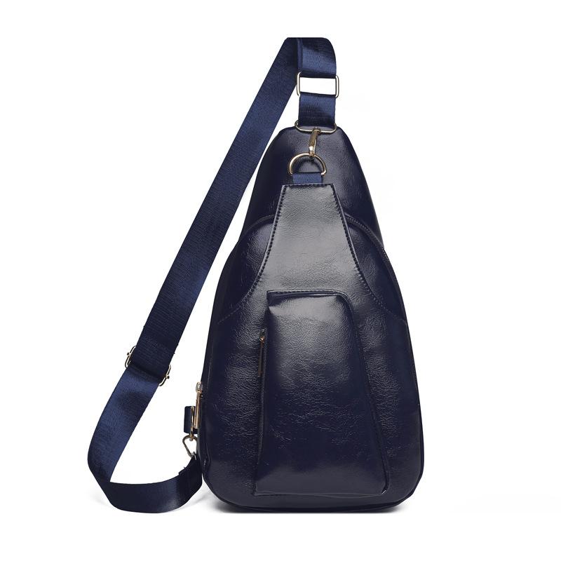 

Нагрудная сумка женская ретро мягкая кожа на плечо дорожная сумка кроссбоди темно-синий