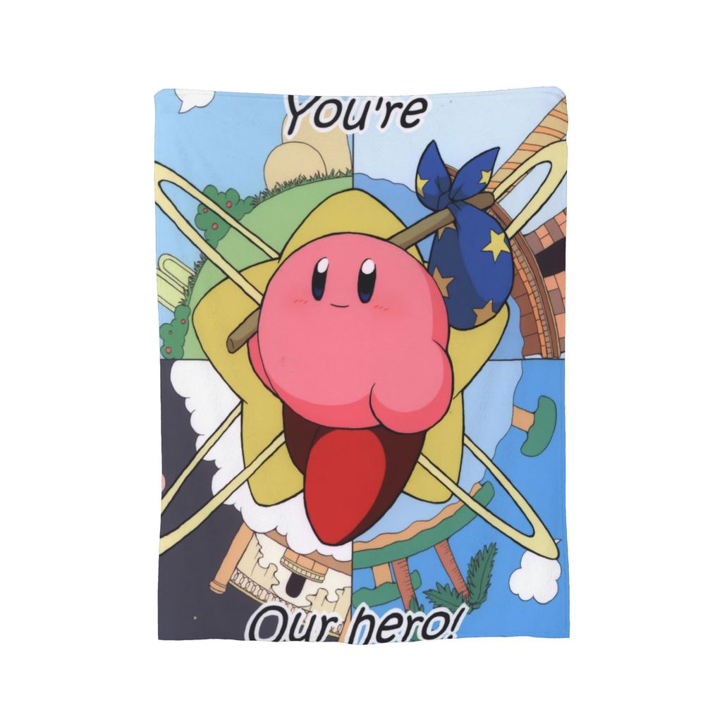 Cartoon K-Kirbys Blankets Coral Fleece Plush Print  Breathable Warm Throw Blankets for Bed Office Bedspreads