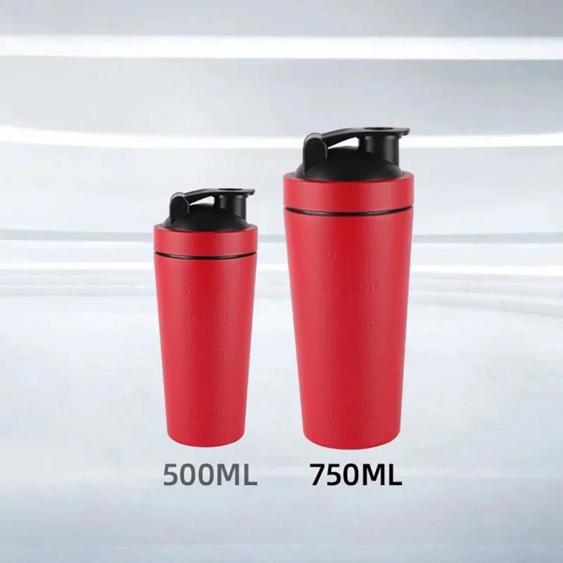 Stainless Steel Shaker Bottle Protein Powder Shaker Fitness 500/750ml Water Bottle Cup Mixer Water Bottles Gym Sports Bottle