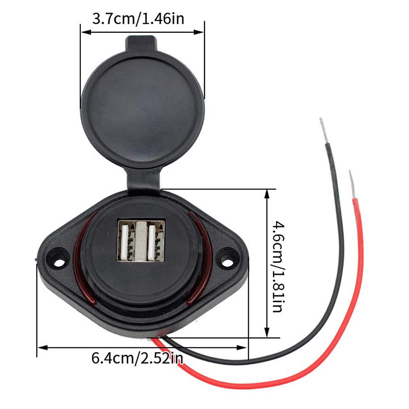 3.1A Dual Usb Charger Socket Car Charger Dual Waterproof Adapter Power Socket