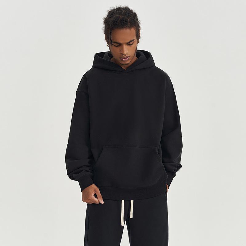 Autumn and Winter One Tone Blank Plus Velvet Thickened 450g Hooded Sweatshirt Men Heavy Hoodie Mens Clothes
