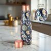 Artistic Copper Bottle & Glass Gift Set with Blue Mandala Print – 900ml Bottle + 2 x 250ml Glasses | Handcrafted Heavy-Gauge Pure Copper Wellness Gift