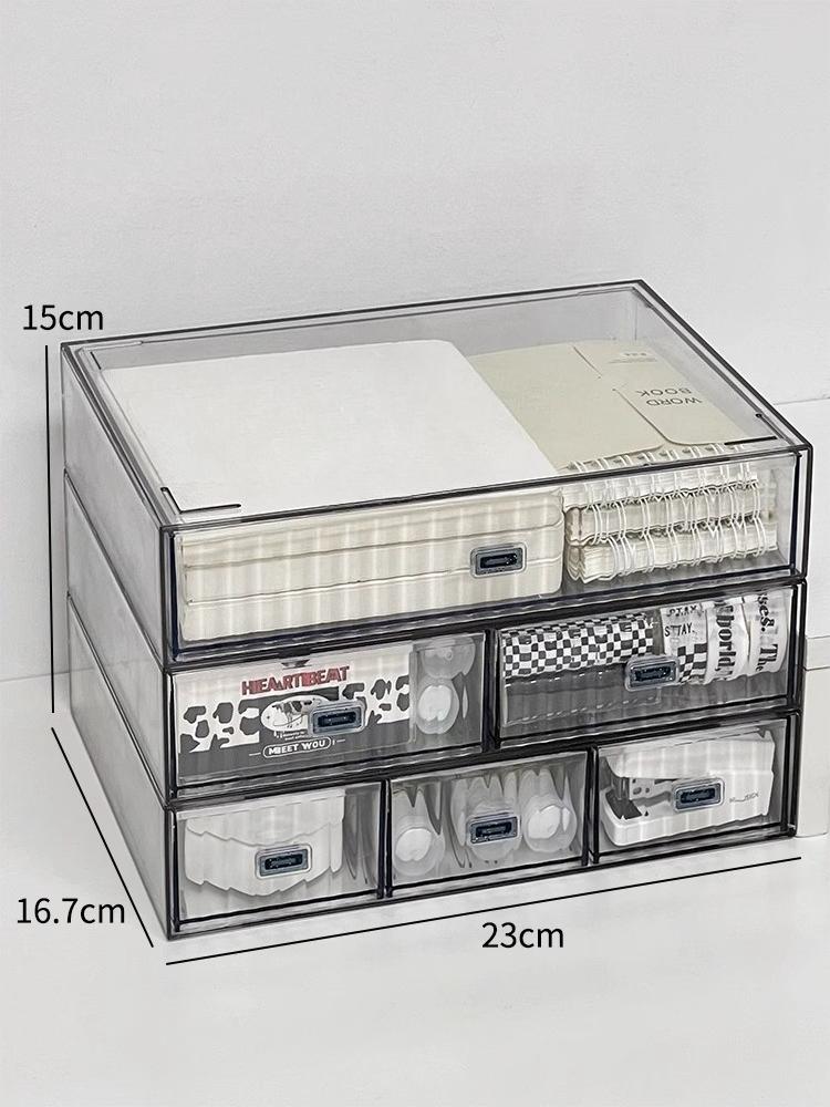 Desktop Storage Box Organizer Drawer-type Transparent Dormitory Study Table Stationery Storage Box Acrylic Desk Pen Book Rack