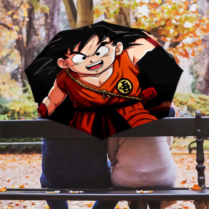 1 PC Automatic Folding Umbrella - Son Goku Pattern Portable Foldable Design With 8 Ribs Christmas Birthday Gifts