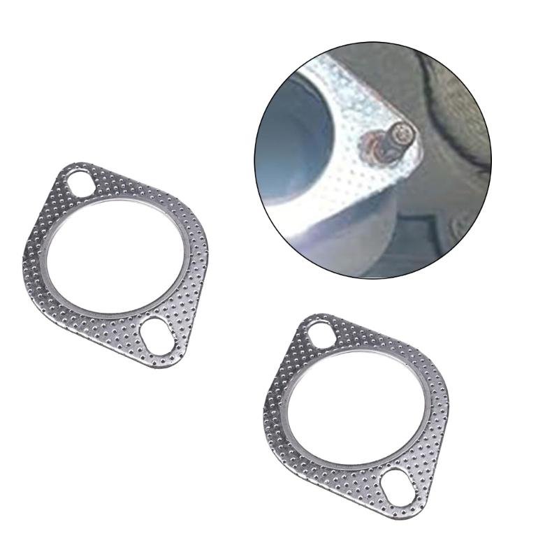2Pcs Car Engine Exhaust Gasket Universals Exhaust Pipe Gasket With Two Holes Quick Installation Exhaust Spacer