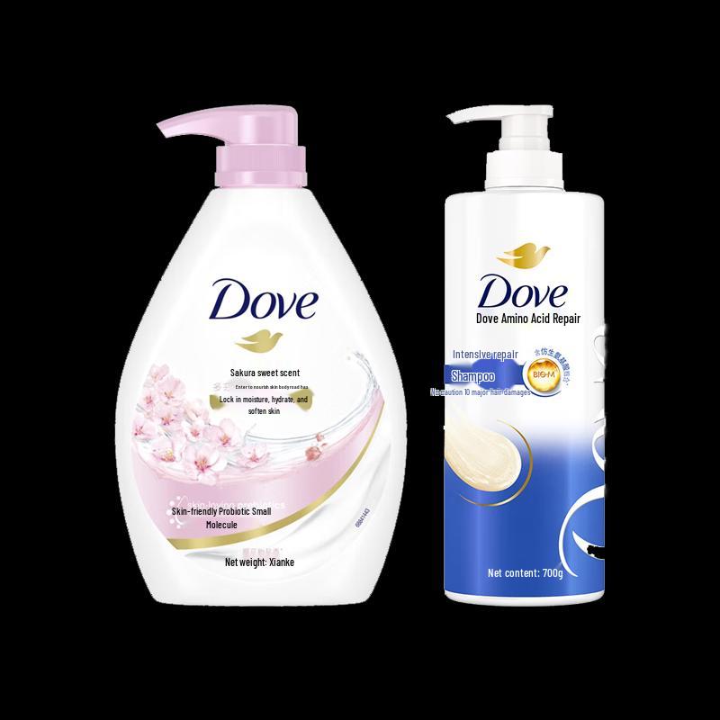 Dove Cherry Blossom Shower Milk & Intensive Repair Shampoo Set