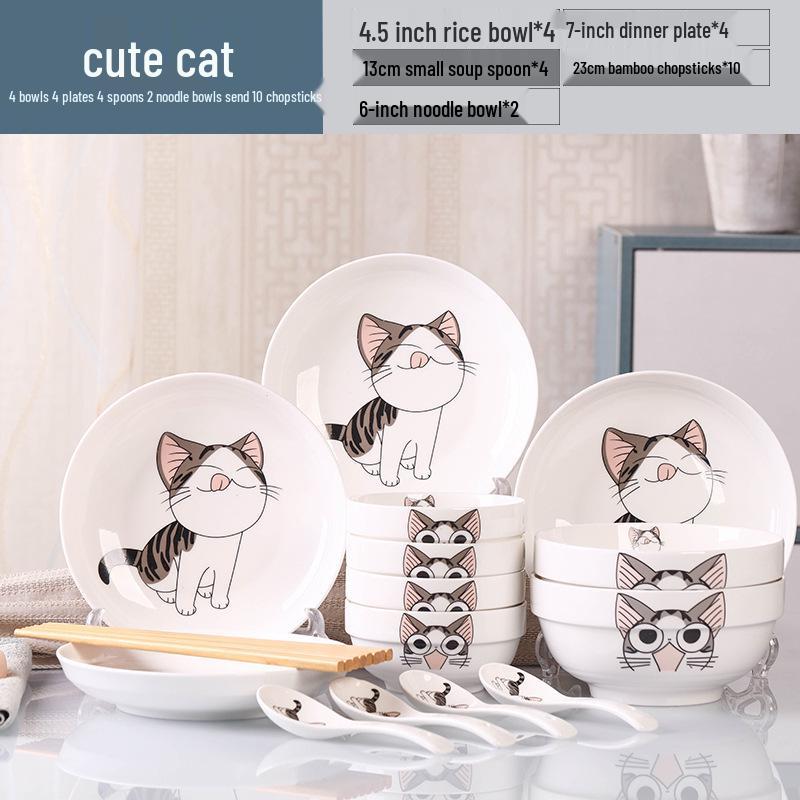 2026 Stylish 8-Piece Dinnerware Set: Plates, Bowls & Chopsticks for Student Dorms
