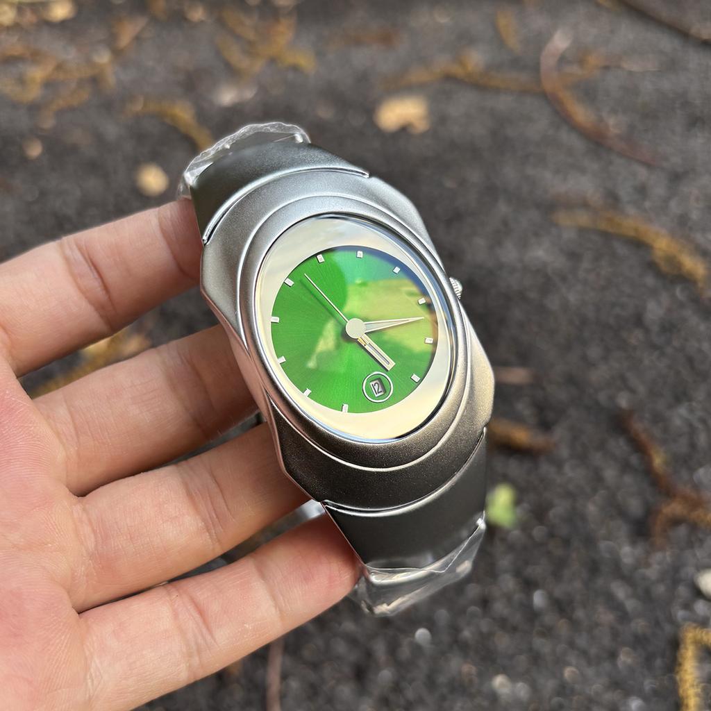 Personalize Quartz Watch Mens Y2k Grey Alien Style Green Creative Blade Design Special Fashion Unique Steel Men Watch  AAA Clock