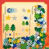 300pcs Self-Adhesive Glitter Foam Stickers for Christmas , Snowflakes & Pine Trees, No Residue, Vibrant Colors for Windows