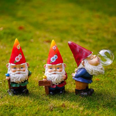 New American Garden Gnome Ornaments Solar Light Resin Crafts Dwarf Outdoor Courtyard Decoration