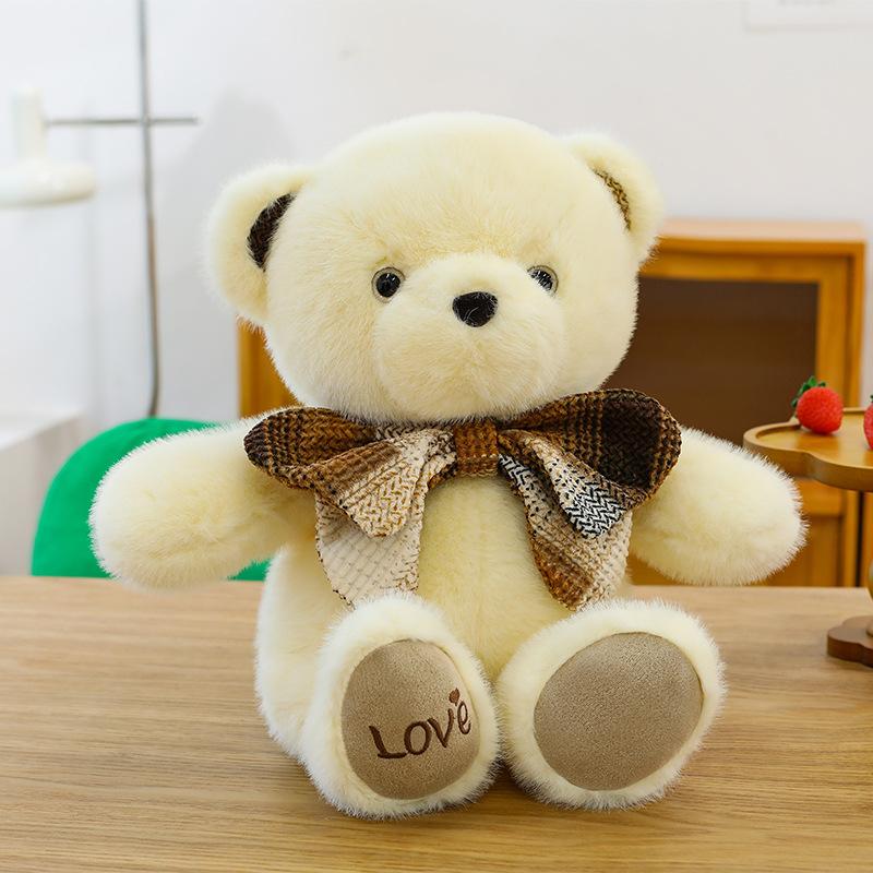 Big Bow Tie Teddy Bear Plush Toy Girl Birthday Gift Bay Window Ornament Home Throw Pillow Ring Gift