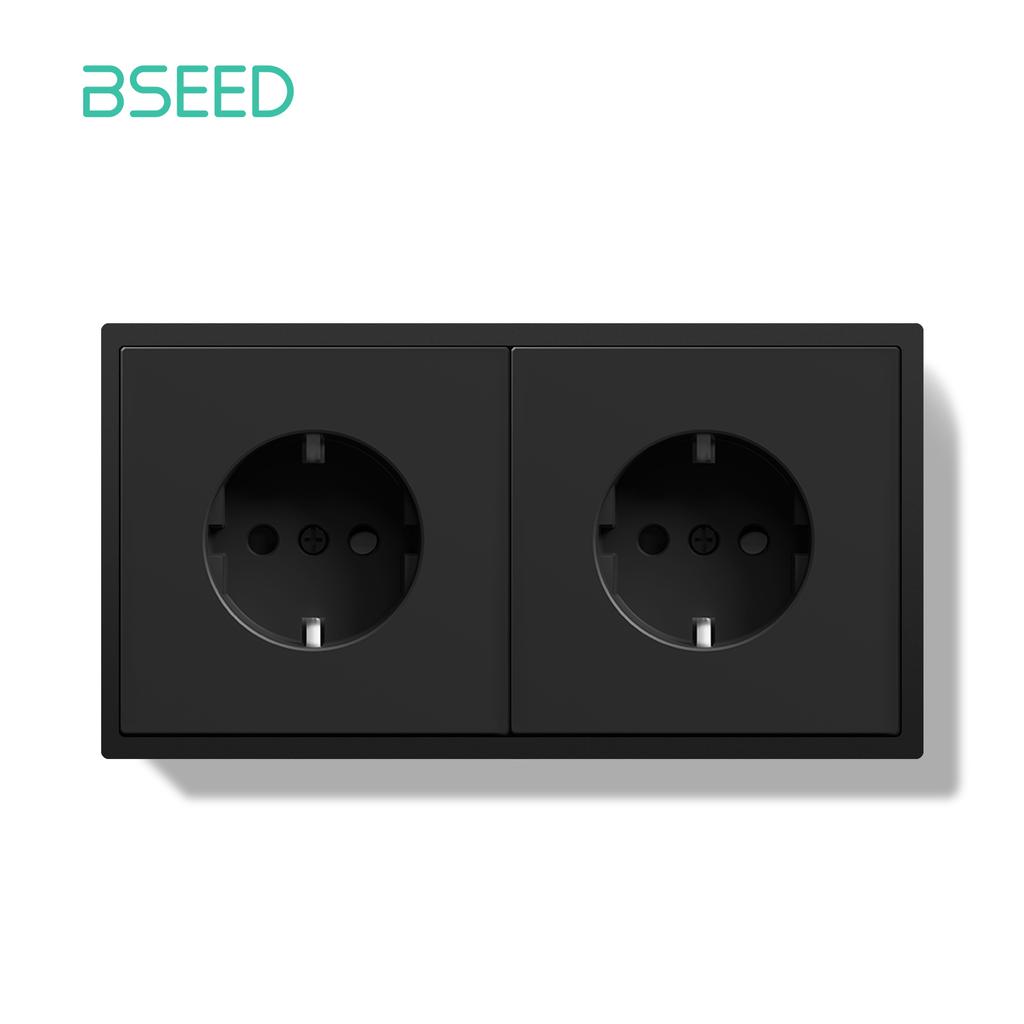 BSEED Double EU Socket 150*80mm Power Outlets Electric Sockets Plastic Wall USB C Socket White Black Gold Gray 16A E Series