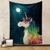 "Rainbow Unicorn Under Moonlit Sky" Patterned tapestry home decor, suitable for bedroom and living room, gift