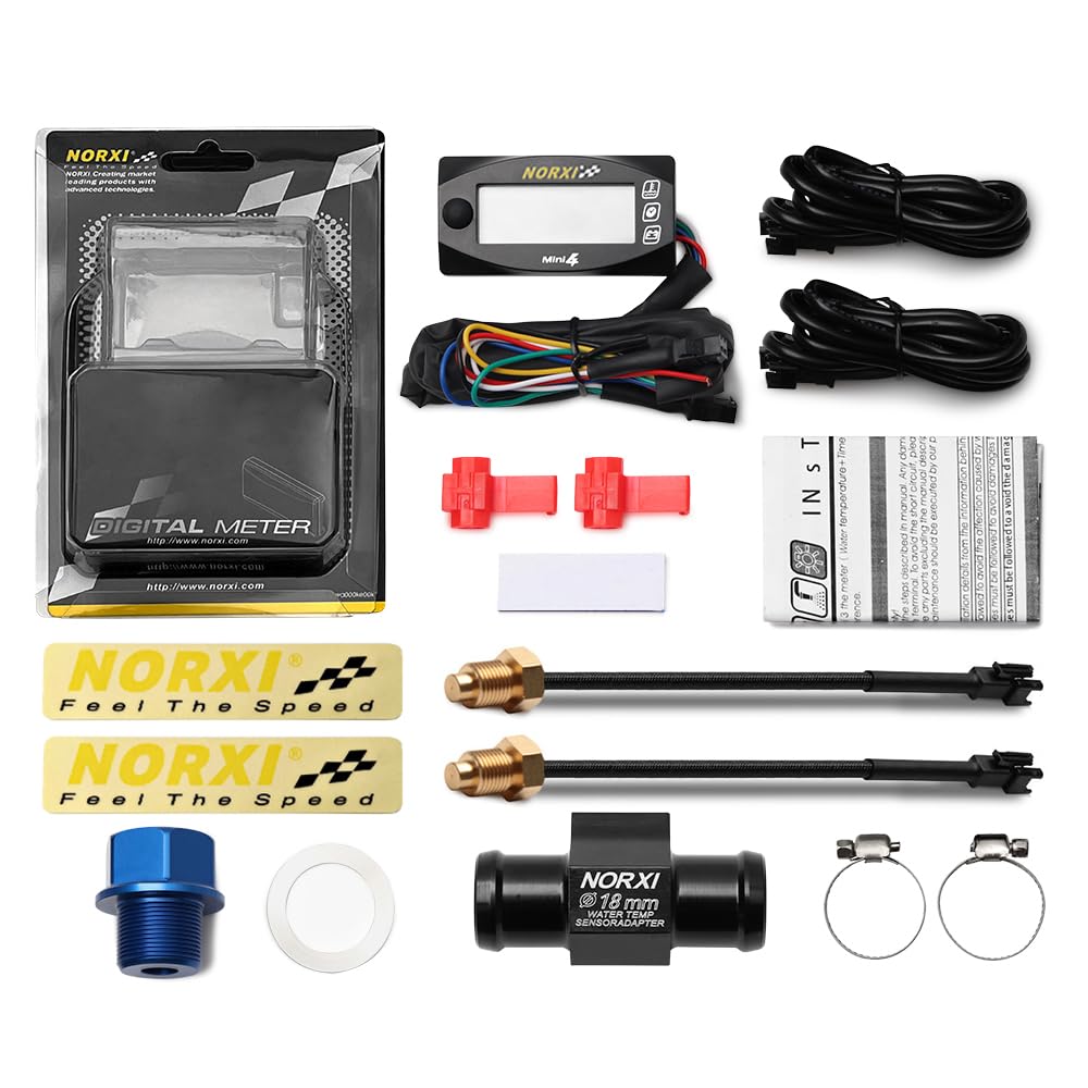 NORXI Πολυλειτουργικός Ψηφιακός Μετρητής Μοτοσυκλέτας 4 σε 1, Μίνι 4 (Διαθέσιμο για 4 Οθόνες