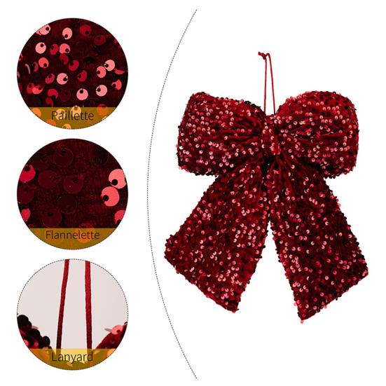 Christmas Bowknot Sparkling Sequins Decor Twist Tie Velvet Bows Xmas Tree Wreaths Garland Gift Wrapping Wedding Decor