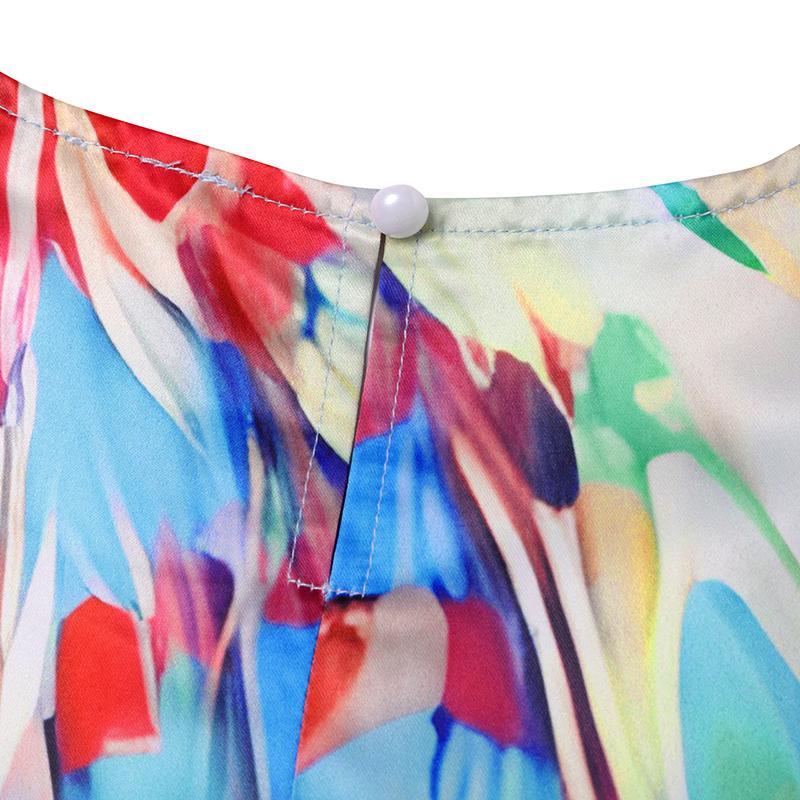 Women's Large Size Round Neck Sleeveless Printed Loose A-Line Top and Skirt Set