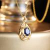 925 Sterling silver sapphire zircon necklace, light luxury high-end collarbone chain, fashionable women's high-end jewelry, daily wear jewelry gifts