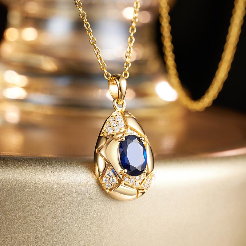 925 Sterling silver sapphire zircon necklace, light luxury high-end collarbone chain, fashionable women's high-end jewelry, daily wear jewelry gifts