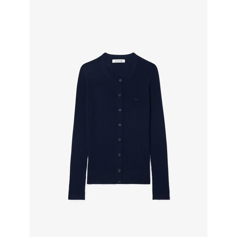 Lacoste Dámský kardigan úzkého střihu s žebrováním a kulatým výstřihem Af2560 54n 166 q2nAf2560 54n166