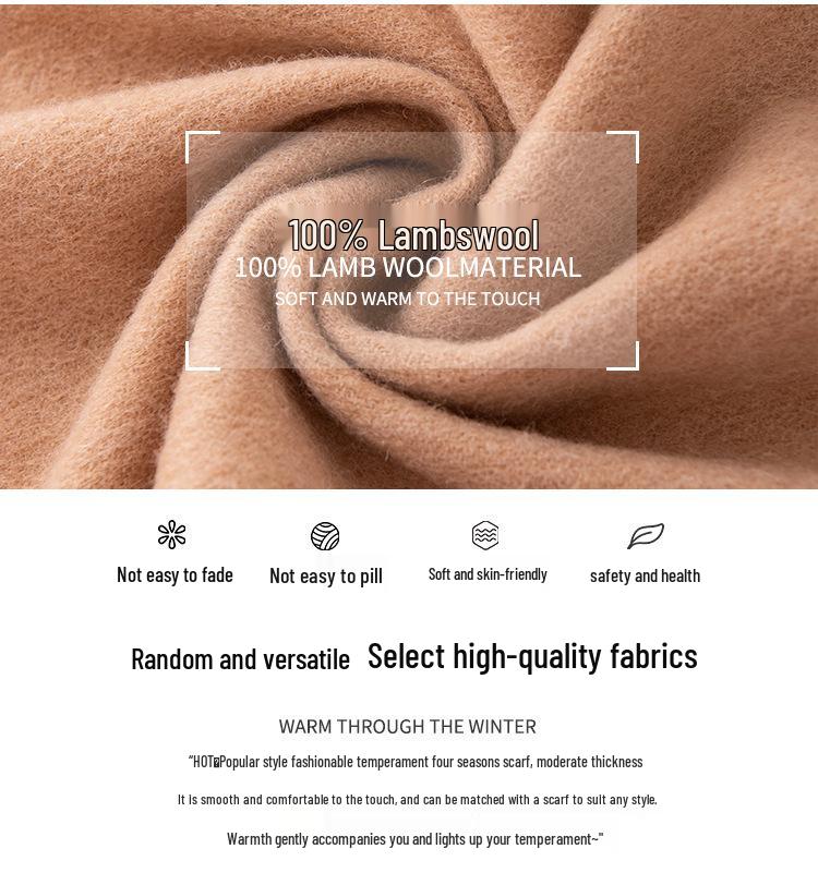 High-End Double-Sided 100% Lambswool Solid Color Scarf Shawl for Winter