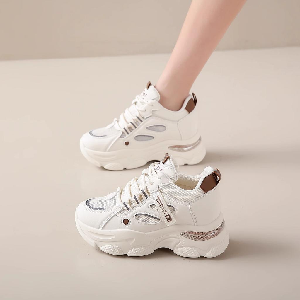 Platform dad shoes women's summer height increase mesh breathable casual sports shoes women