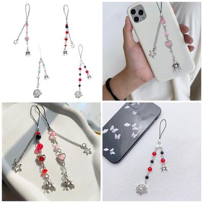 Delicate Spider Phone Charm Acrylic Bead Phone Chain Hanging Pendant Strap Bag Decoration Lanyard Keychain Accessory