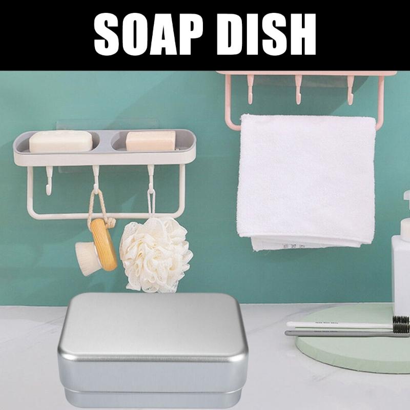 Aluminum Soap Box Travel Soap Dish with Drainages Layer, Waterproof and Rustproof Metal Soap Holder for Home Travel Use