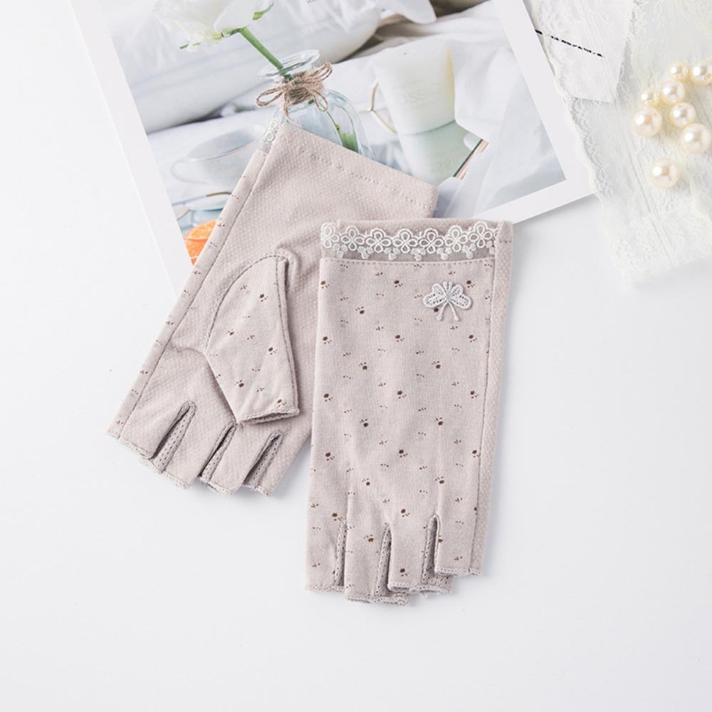 Cotton Women Half-finger Gloves Anti-slip Driving Gloves Fashion Sunscreen Gloves  Outdoor Sports