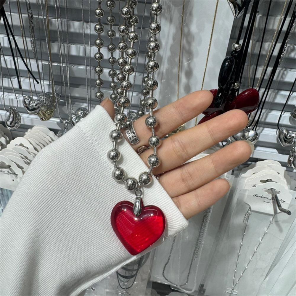 Jewelry Gift Red Heart Necklace Spicy Girl Style Fashion Chokers Punk Women's Necklace  Women