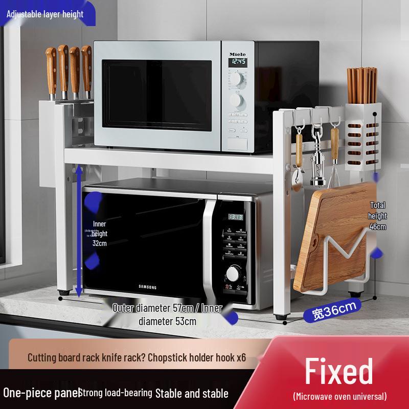 Adjustable Microwave & Kitchen Storage Rack for Countertop - Oven, Rice Cooker & Spice Organizer