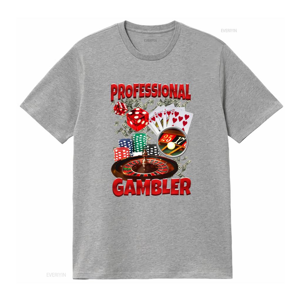 Professioneller Glücksspieler T-Shirt Lustiges Casino-Themen-Design Poker Würfel Chips Spielkarten Für Freund vintage Leicht