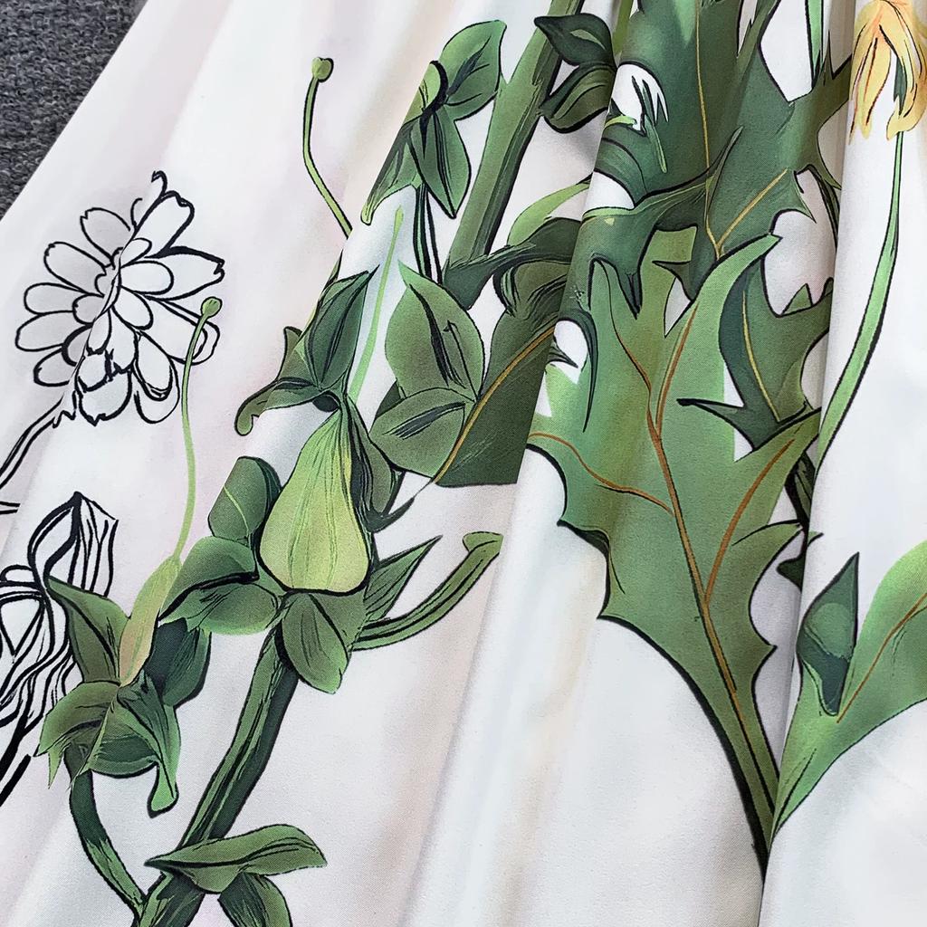 2026 New Summer Women Floral Print Short Sleeve Midi Long Elegant Gorgeous Bridesmaid Cocktail Party Dress with Round Neck
