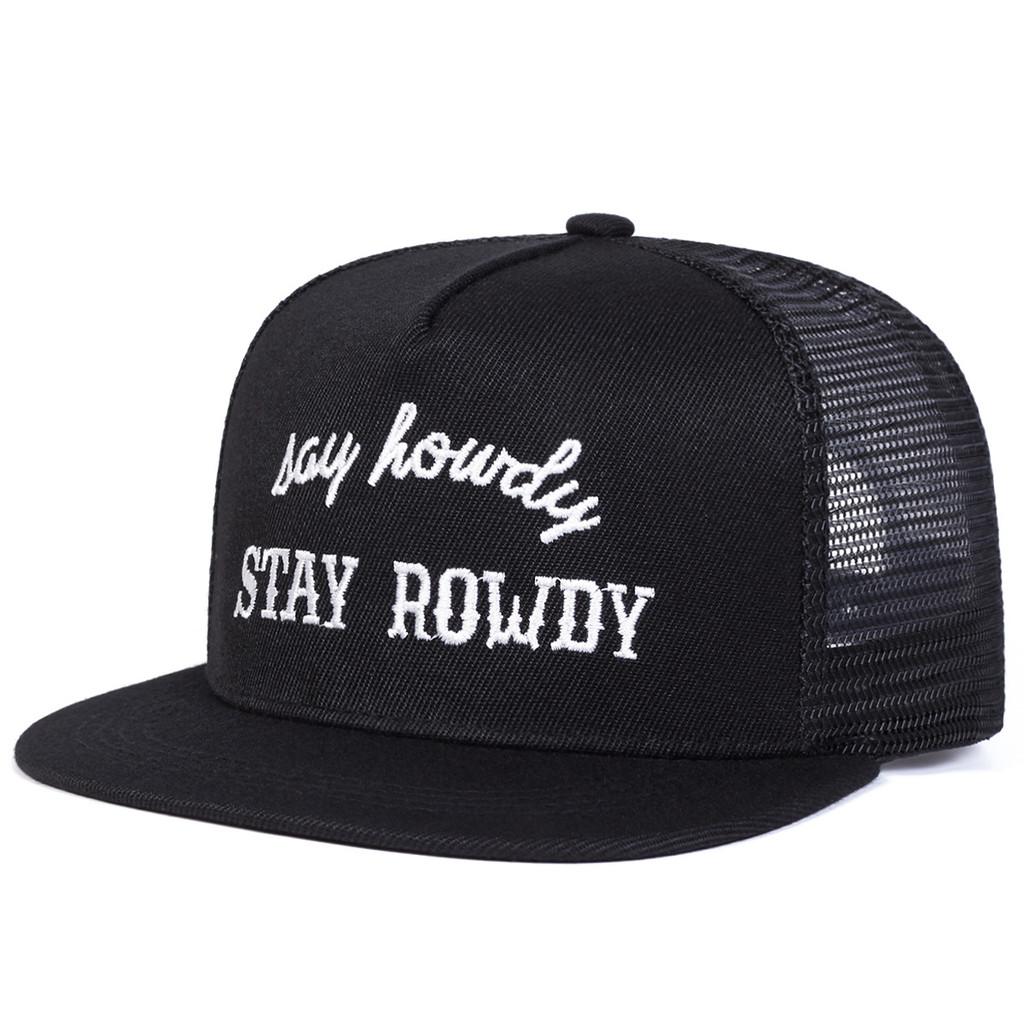 Хлопковая Бейсболка С Вышивкой Say Howdy Stay Rowdy Для Повседневной Носки Мужская Женская чёрный