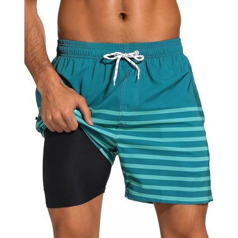 Mens Quick-Dry Board Shorts Swim Trunks With Print Design Beach Surfing Swimming Outdoor Activities
