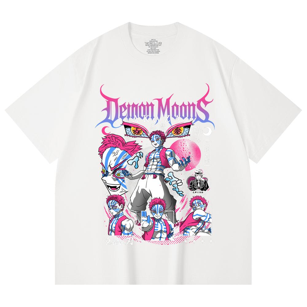 230 Gsm 100% Cotton Demon Slayer V31 Akaza Print Unisex Heavy Cotton T Shirt