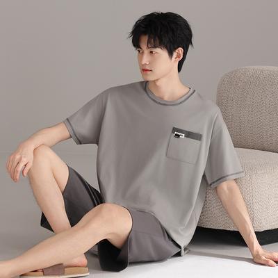 Pajamas Men's Summer Cotton Short Sleeve Shorts 1011 New Summer Thin Outer Wear Men's Large Size Loungewear Set