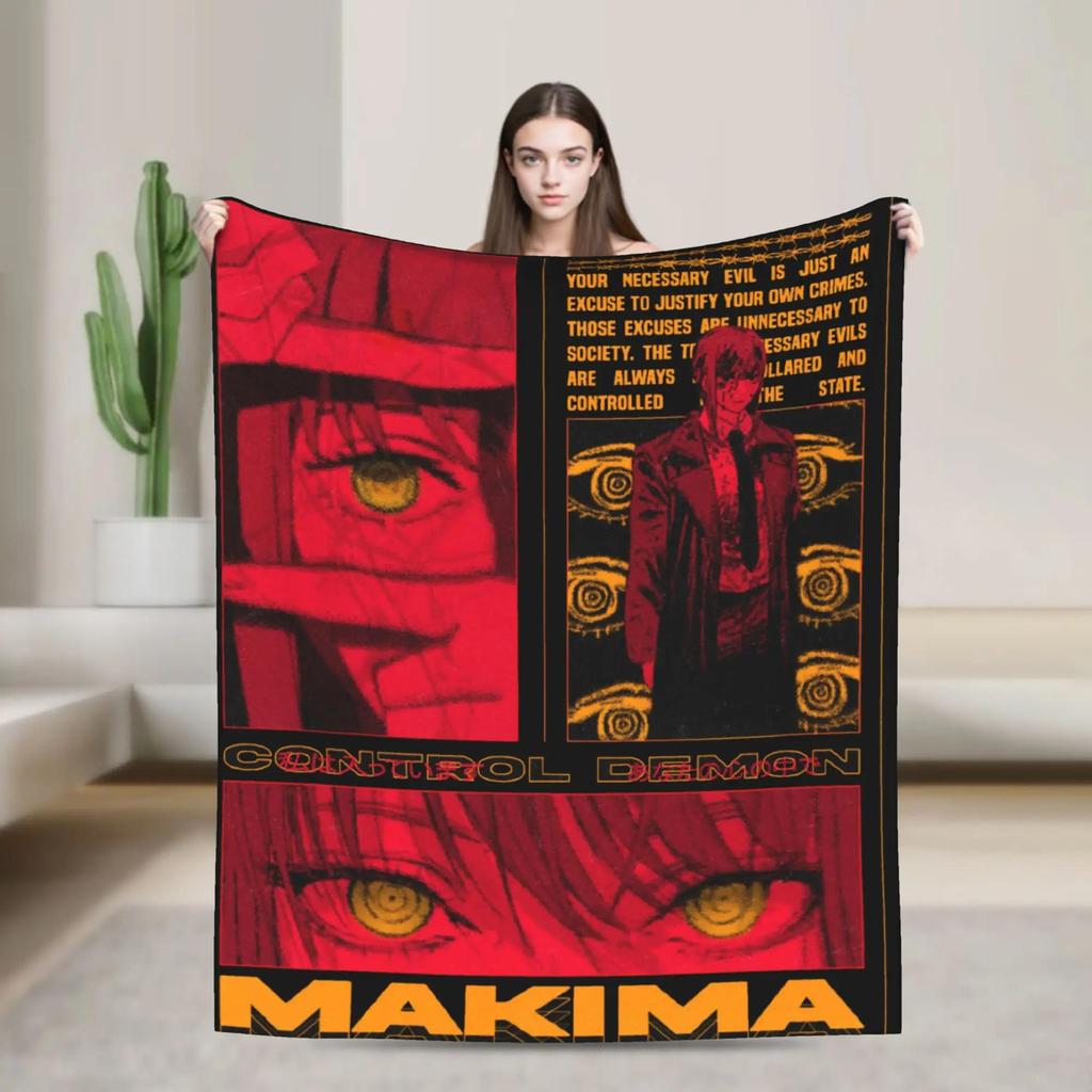 Power Chainsaw Man Japanese Anime Plush Throw Blanket for Adults Soft Flannel Couch Sofa Bed Cover Comfortable Home Living Room